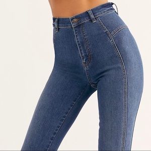 Free people high rise skinny blue jeans 28